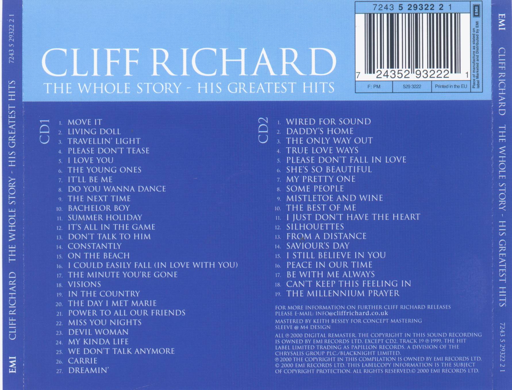 Cliff Richard The Whole Story : Back